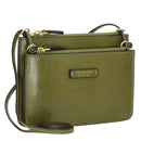 THE BRIDGE Damen-Umhängetasche mit zwei Fächern, Rustici-Linie, aus feigengrünem Leder