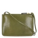 THE BRIDGE Damen-Umhängetasche mit zwei Fächern, Rustici-Linie, aus feigengrünem Leder