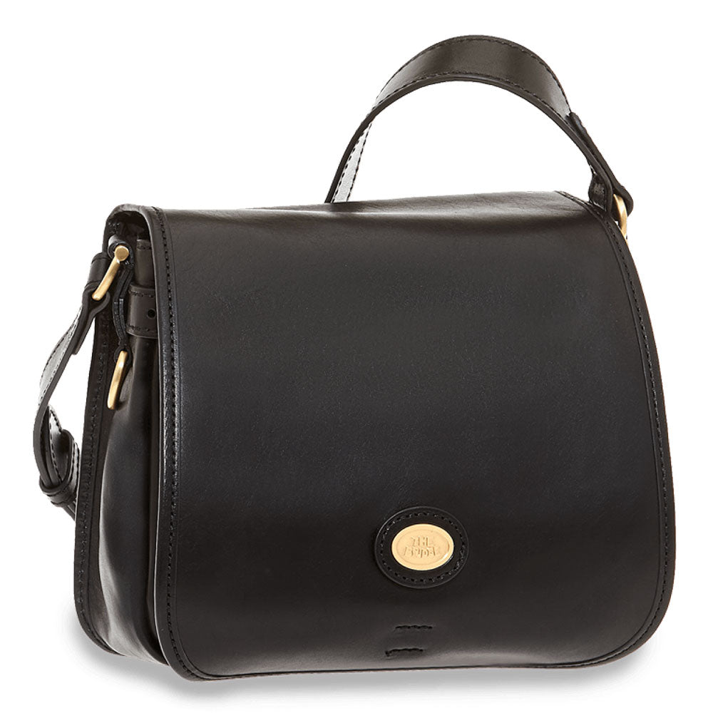 THE BRIDGE Damen-Schultertasche, mittelgroß, Biba-Linie aus schwarzem Leder