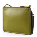 THE BRIDGE Damen-Umhängetasche mit drei Fächern, Linie Rustici, aus feigengrünem Leder