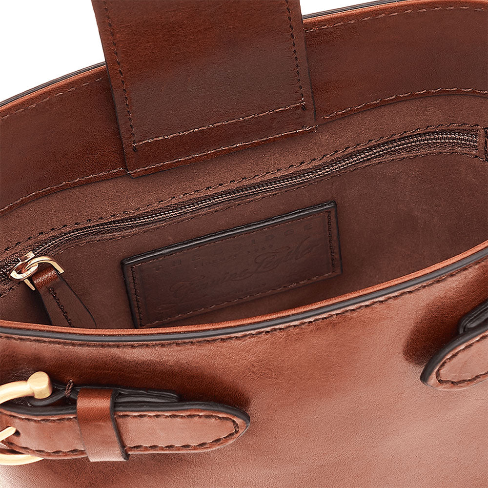 Damen-Beuteltasche THE BRIDGE Biba-Linie aus braunem Leder