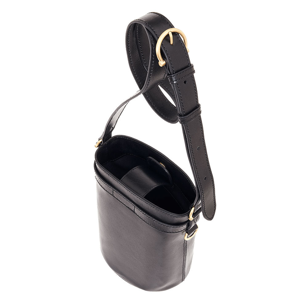 Damen-Beuteltasche THE BRIDGE Biba-Linie aus schwarzem Leder