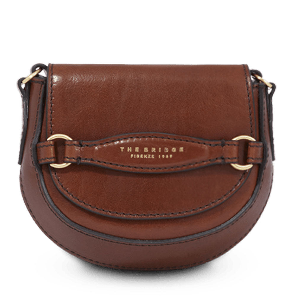 THE BRIDGE Damen-Mini-Umhängetasche Bettina-Linie aus braunem Leder