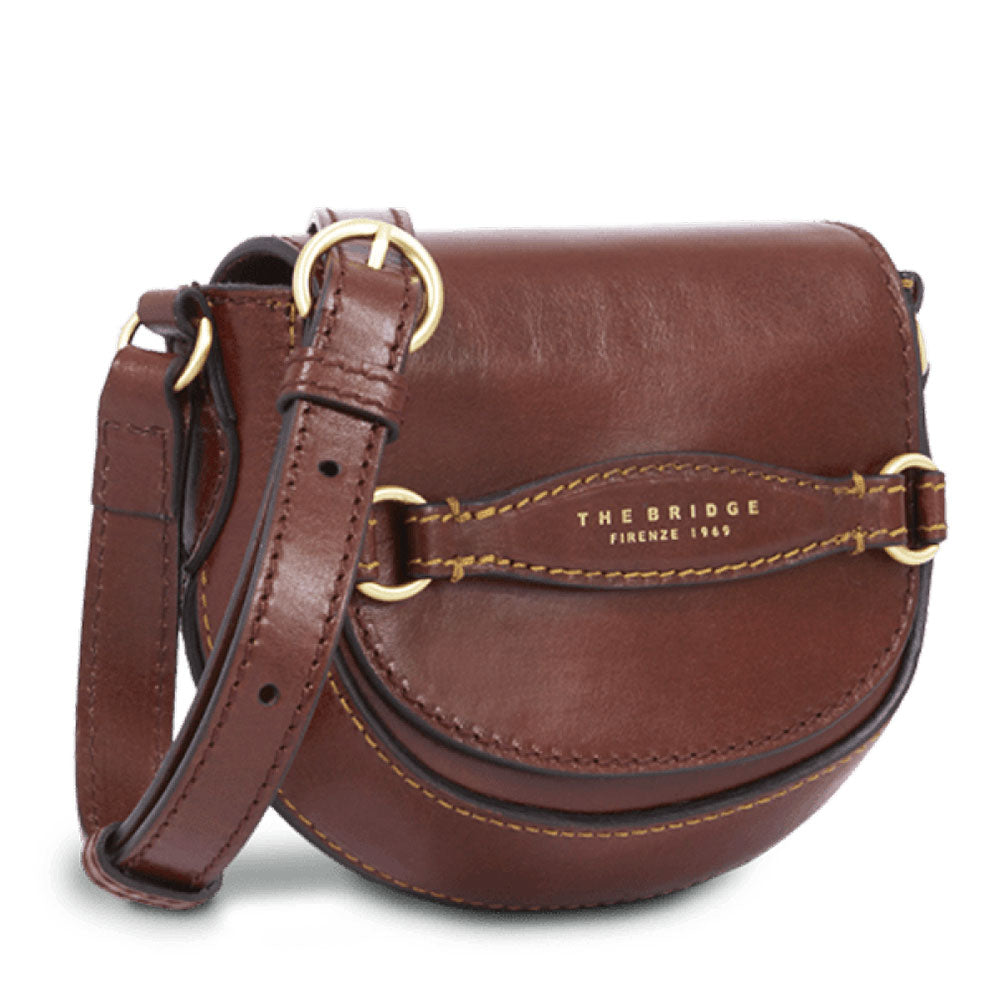 THE BRIDGE Damen-Mini-Umhängetasche Bettina-Linie aus braunem Leder