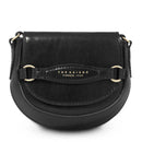 THE BRIDGE Damen-Mini-Umhängetasche Bettina-Linie aus schwarzem Leder