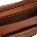 Damen-Umhängetasche mit Klappe THE BRIDGE Bettina-Linie aus braunem Leder