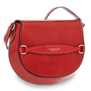 Damentasche mit Klappe Umhängetasche THE BRIDGE Bettina-Linie aus rotem Ribes-Leder