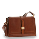 Mittlere Damen-Umhängetasche mit Schultergurt THE BRIDGE aus braunem Leder der Beatrice-Linie