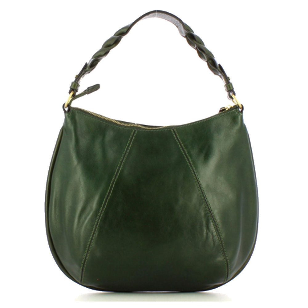 Hobo-Tasche für Damen mit Schultergurt THE BRIDGE Brigida-Linie aus grünem Leder