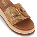 Damenschuhe 1A Classe Alviero Martini Plateau-Hausschuhe mit Nappa-Effekt Geo Classic-Print 0495