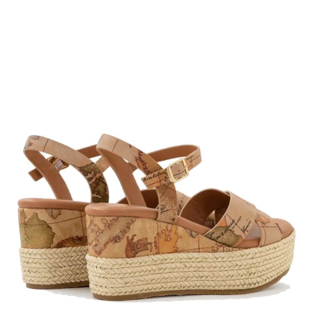 Damenschuhe 1A Classe Alviero Martini Sandalen mit Nappaeffekt Wedge Geo Classic Print 0511