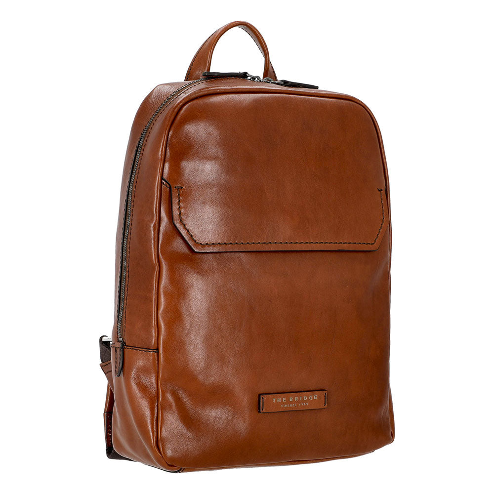 THE BRIDGE 13-Zoll-Laptop-Rucksack für Herren aus braunem Leder der Williamsburg-Linie