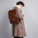 Herrenrucksack mit Reißverschluss THE BRIDGE Alberto-Linie aus braunem Leder