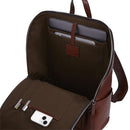 Herrenrucksack mit Reißverschluss THE BRIDGE Alberto-Linie aus braunem Leder