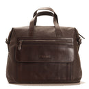 Men's Chestnut Leather Briefcase THE BRIDGE Alberto with Two Handles