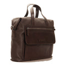 Men's Chestnut Leather Briefcase THE BRIDGE Alberto with Two Handles
