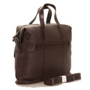 Men's Chestnut Leather Briefcase THE BRIDGE Alberto with Two Handles