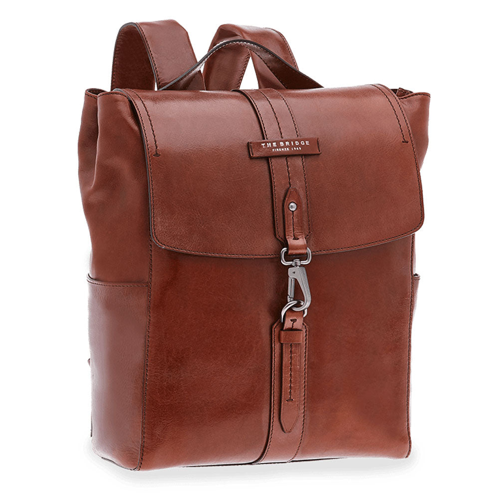 THE BRIDGE Laptop-Rucksack für Herren aus braunem Leder der Kallio-Linie