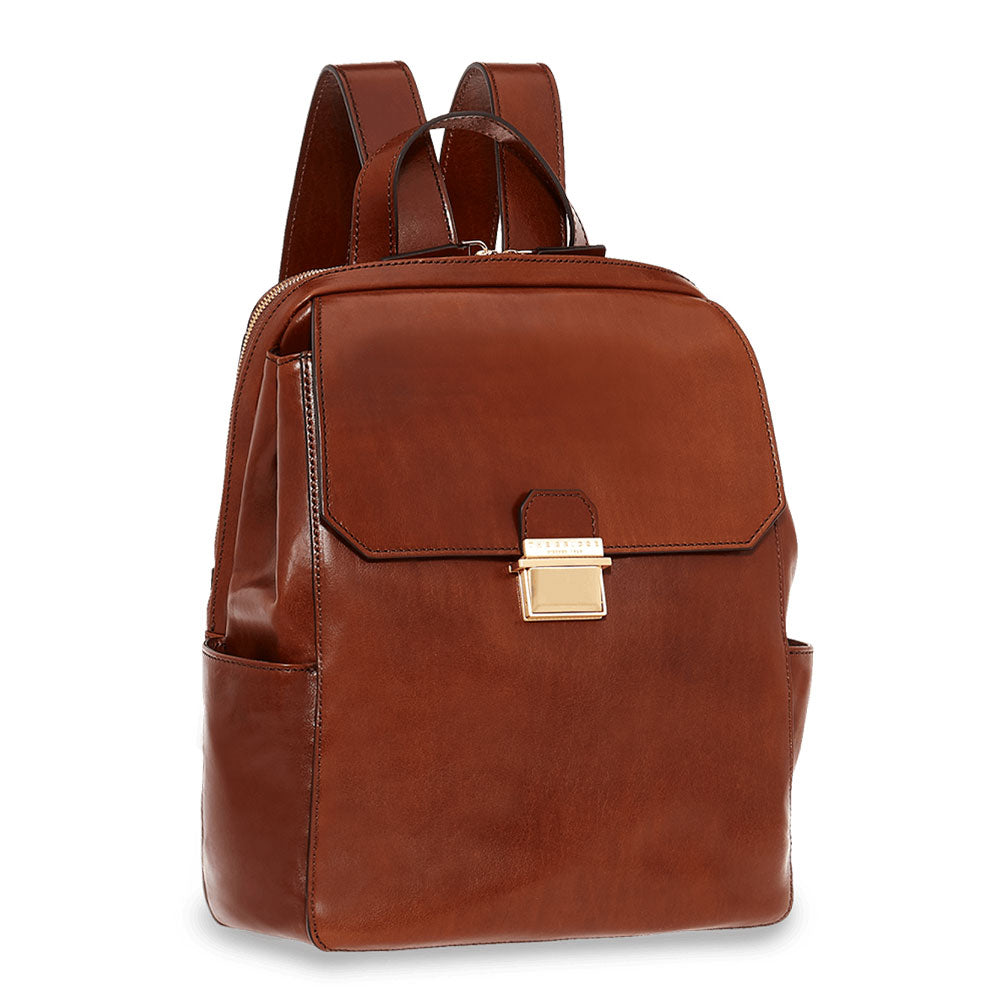 THE BRIDGE Herrenrucksack mit Klappe aus braunem Leder der Dante-Linie