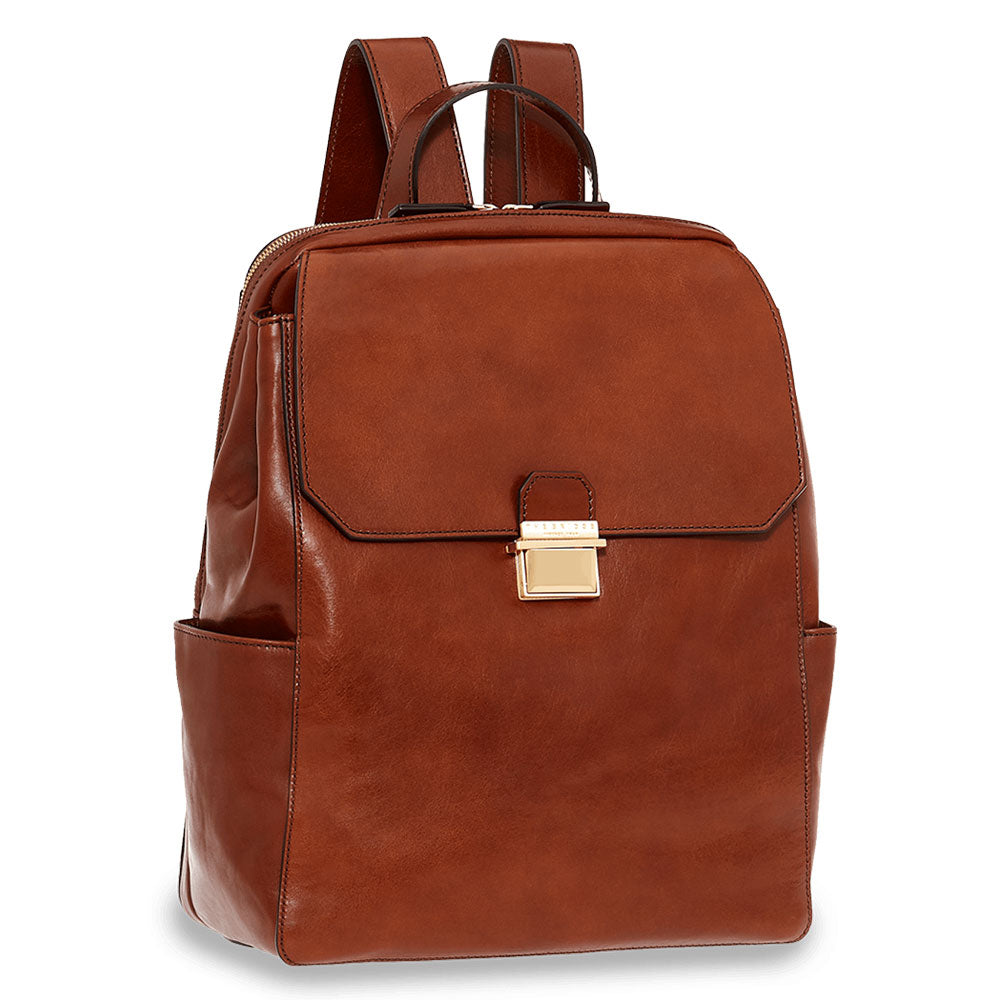 Herrenrucksack mit Klappe THE BRIDGE Dante-Linie aus braunem Leder