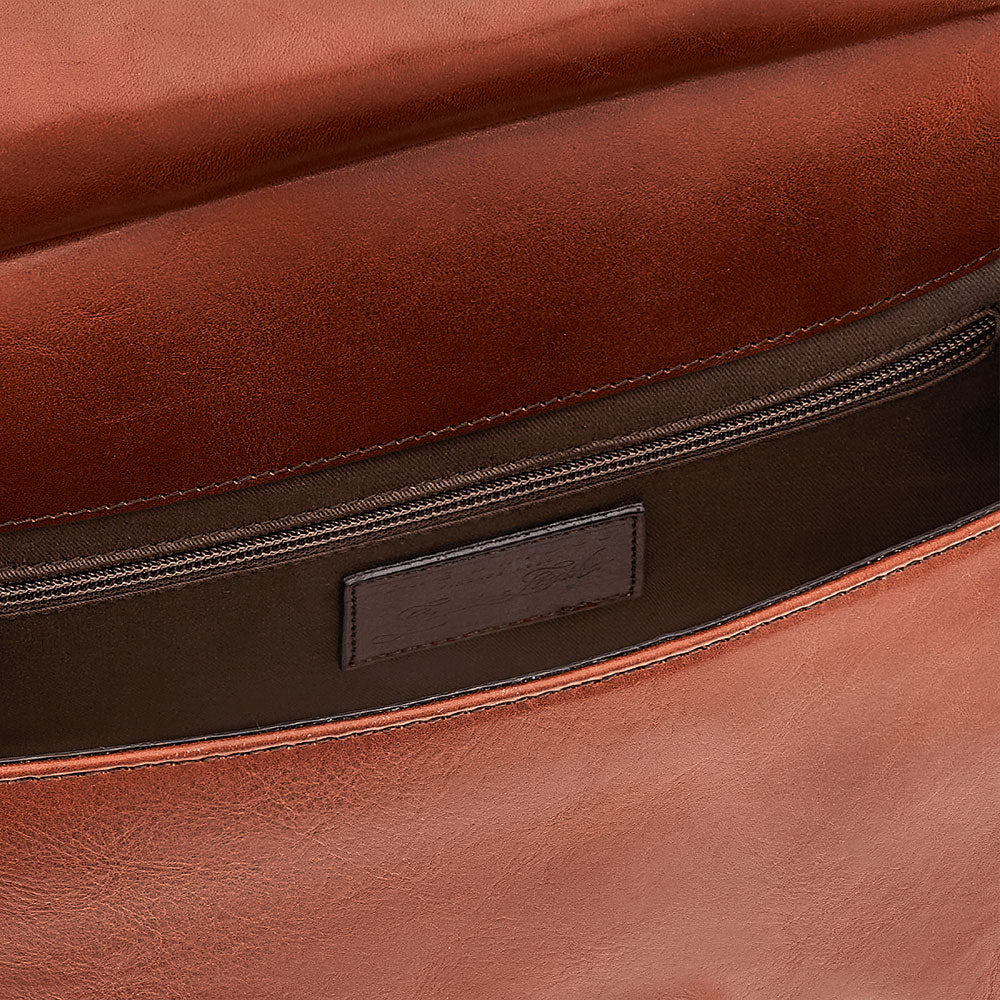 Herrenrucksack mit Klappe THE BRIDGE Dante-Linie aus braunem Leder