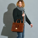 THE BRIDGE Herren-Aktentasche mit zwei Griffen aus braunem Leder der Dante-Linie, hergestellt in Italien