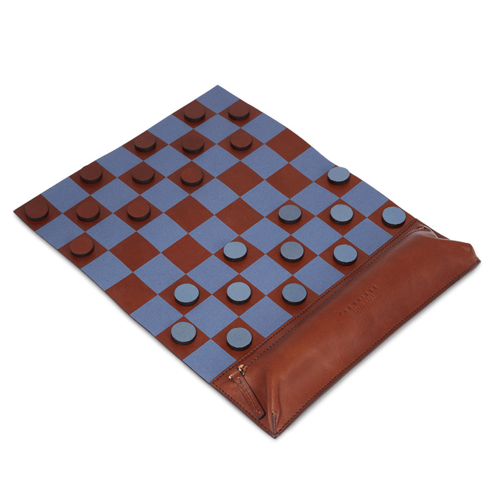 Gioco della Dama THE BRIDGE linea Life Style in Pelle Marrone