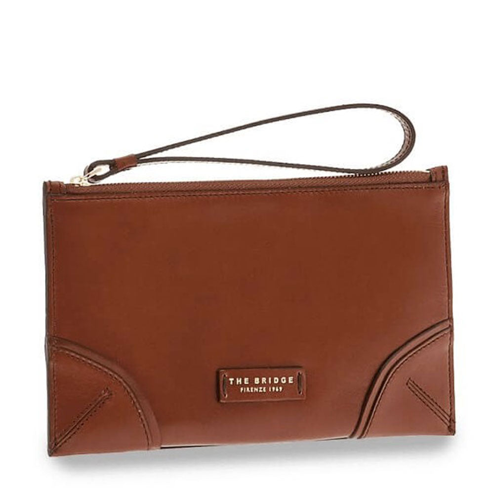 THE BRIDGE Hand-Clutch für Damen aus braunem Leder der Matilde-Linie