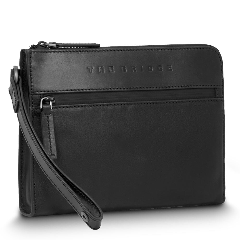 THE BRIDGE Herren-Clutch-Tasche der Damiano-Linie aus schwarzem Leder