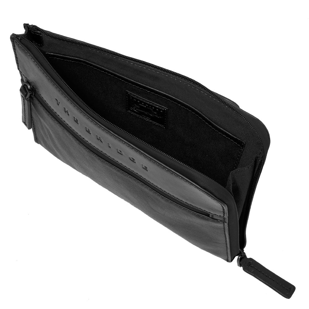 THE BRIDGE Herren-Clutch-Tasche der Damiano-Linie aus schwarzem Leder