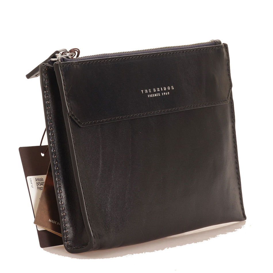 Clairefontaine Pochette In Vera Pelle Di Agnello – 13x9 Cm – Trousse Multiuso Nera