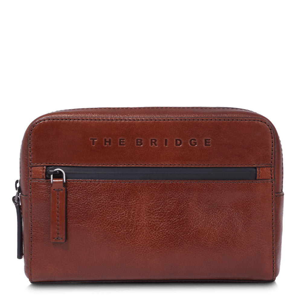 Herren-Clutch mit Armband THE BRIDGE Damiano-Linie aus braunem Leder