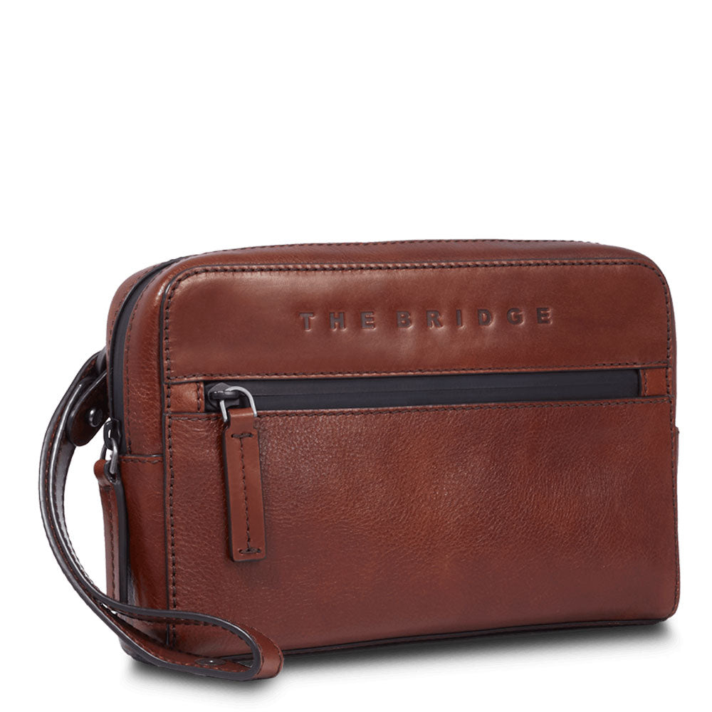 Herren-Clutch mit Armband THE BRIDGE Damiano-Linie aus braunem Leder