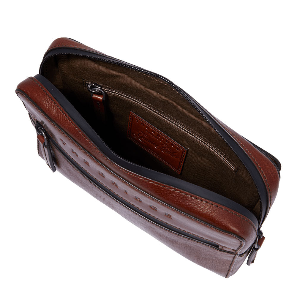 Herren-Clutch mit Armband THE BRIDGE Damiano-Linie aus braunem Leder