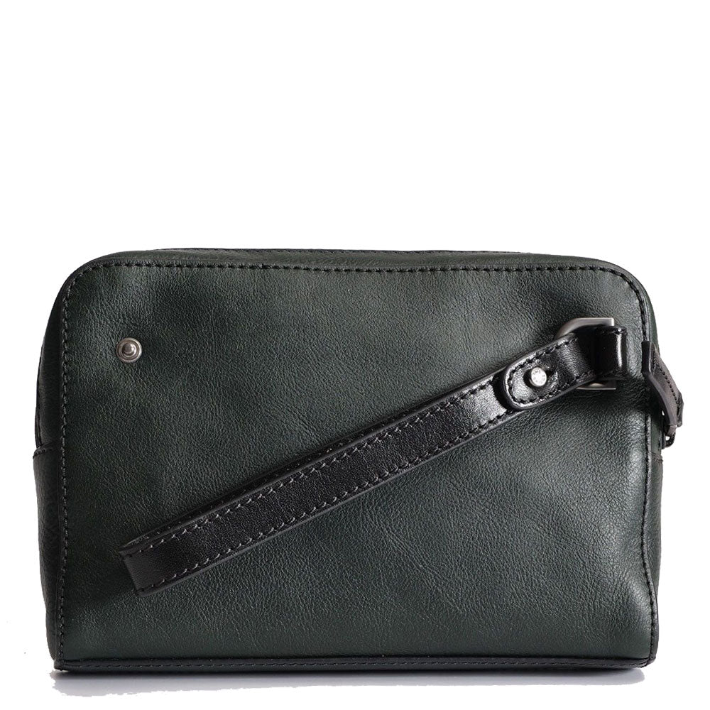 Herren-Clutch mit Armband THE BRIDGE Damiano-Linie aus grünem Leder