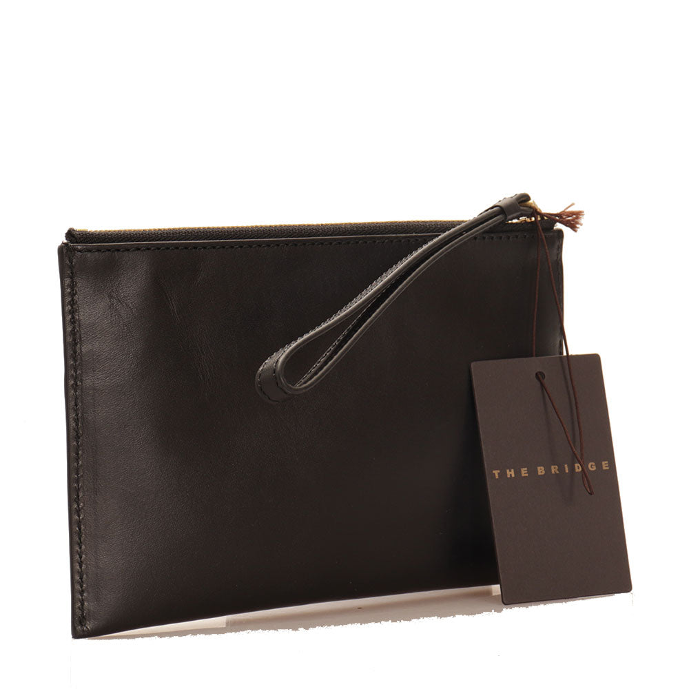 Pochette Donna Media con Polsiera THE BRIDGE linea Lucrezia in Pelle Nera