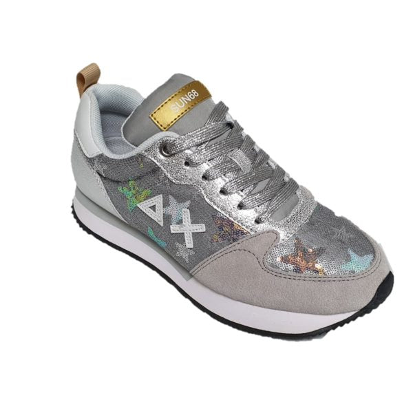 Sun68 Damenschuhe Kelly Star Sneakers Silberne Pailletten