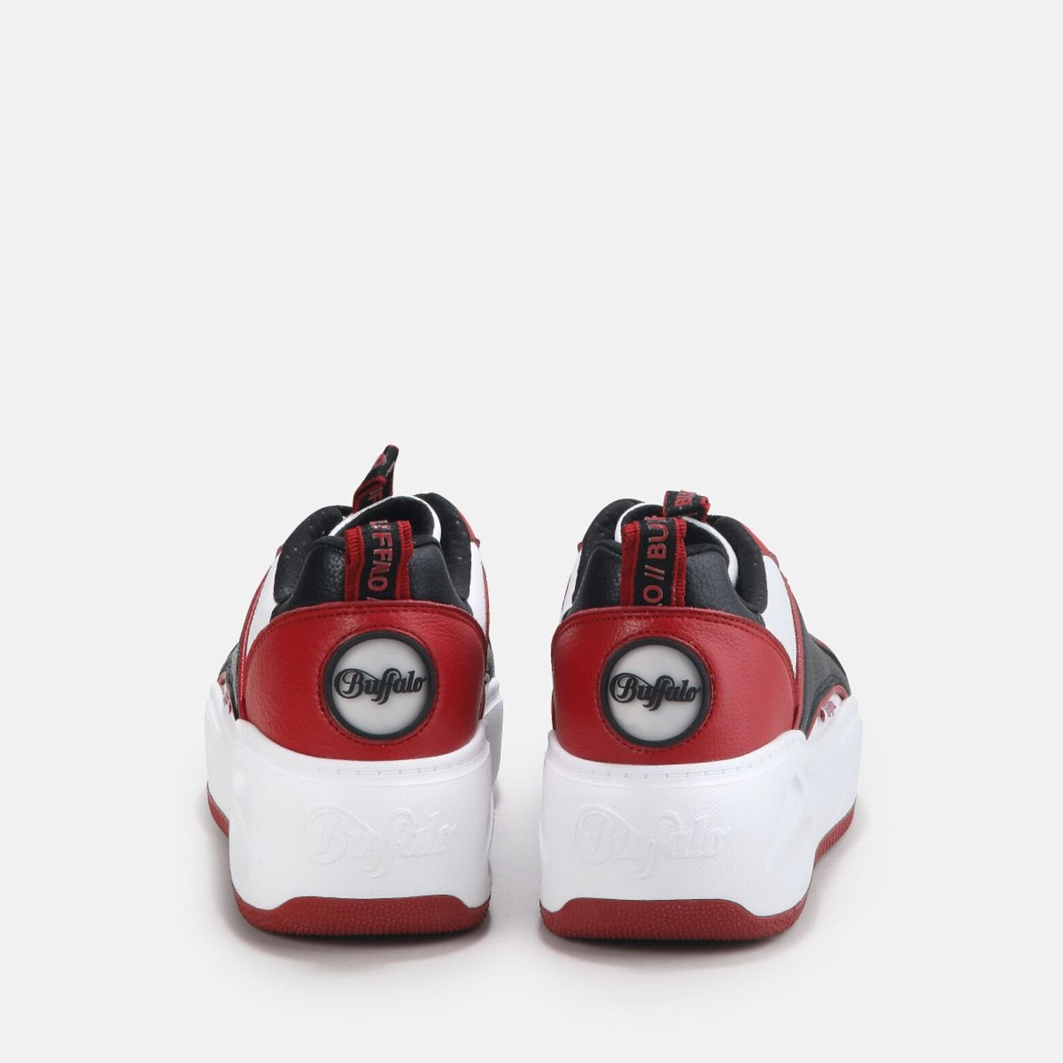 Scarpe BUFFALO Sneakers Vegan linea Flat SMPL 2.0 colore Nero e Rosso