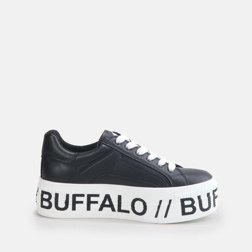 BUFFALO Shoes Vegane Plateau-Sneaker, gepaart, T1-Linie, Farbe Schwarz 