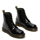 DR-Schuhe. MARTENS 1460 Y Patent Lamper-Linienstiefel aus schwarzem Lackleder