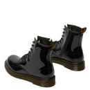 DR-Schuhe. MARTENS 1460 Y Patent Lamper-Linienstiefel aus schwarzem Lackleder