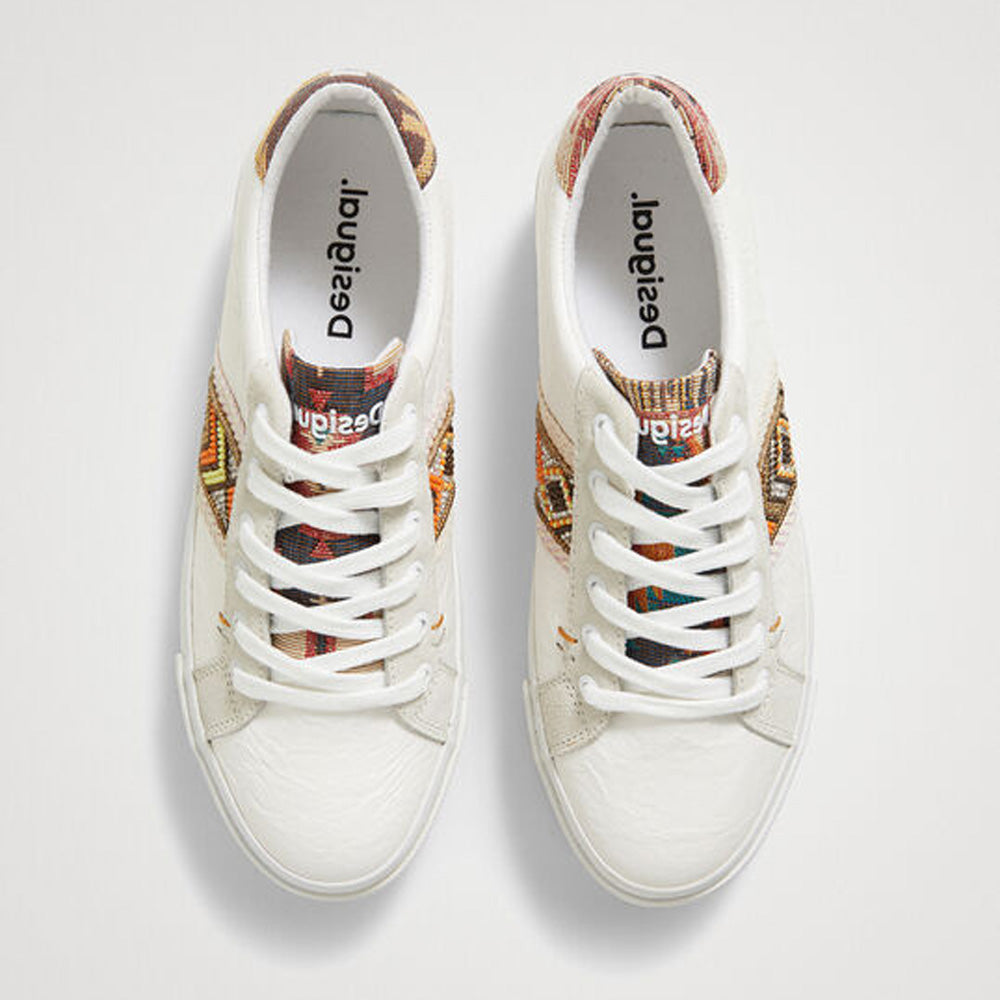 Scarpe Donna DESIGUAL Sneakers con Suola Spessa Etniche colore Bianco