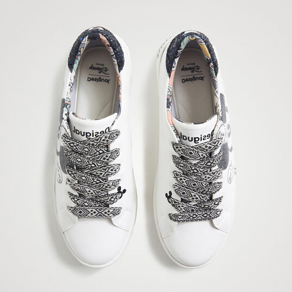 Scarpe Donna DESIGUAL Sneakers Illustrazione Topolino con Dettagli Glitter