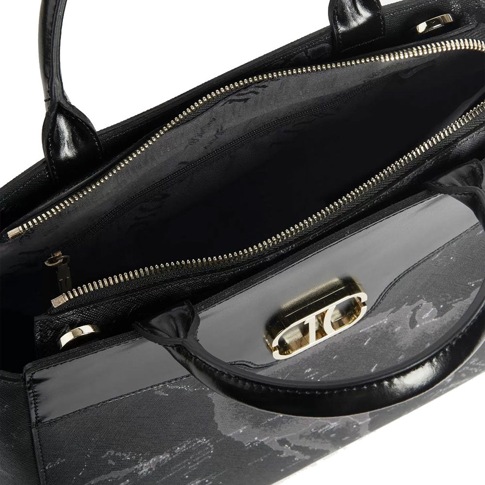 Damenhandtasche mit Schultergurt 1A Classe Alviero Martini Linie Geo Noir Geo Night Aufdruck GV85