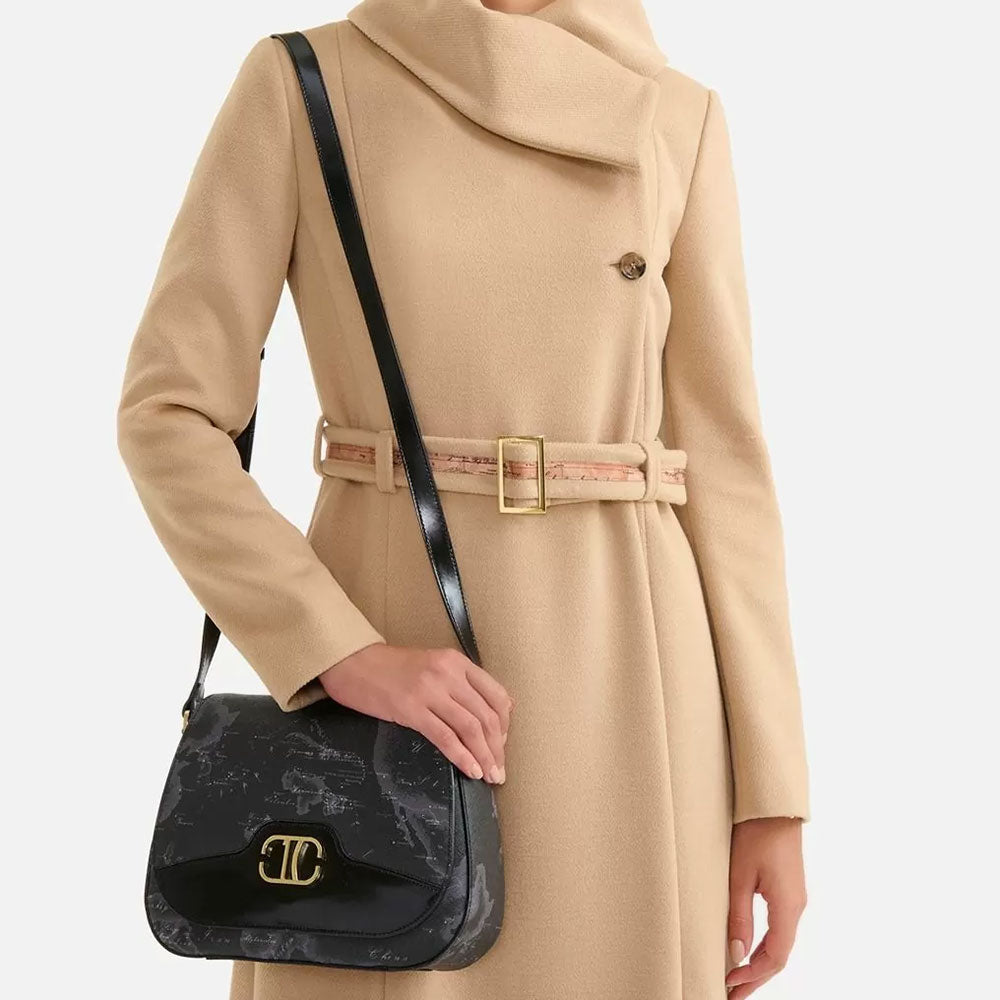 Damen-Umhängetasche 1A Classe Alviero Martini Geo Noir-Linie mit Geo Night-Aufdruck GV88