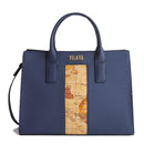 Damenhandtasche 1A Classe Alviero Martini Geo Joy-Linie aus blauem gummiertem Stoff GZ30