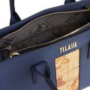 Damenhandtasche 1A Classe Alviero Martini Geo Joy-Linie aus blauem gummiertem Stoff GZ30