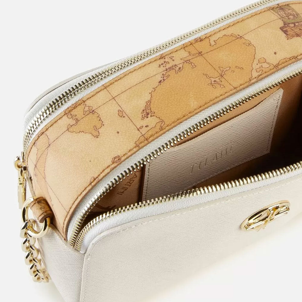 Damen-Schultertasche mit doppeltem Reißverschluss 1A Classe Alviero Martini Rich Summer Bag Linie Elfenbein GZ95