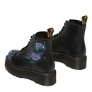 DR. Damenschuhe MARTENS Sinclair-Linie Plateaustiefel aus schwarzem Leder mit mystischem Blumenmuster