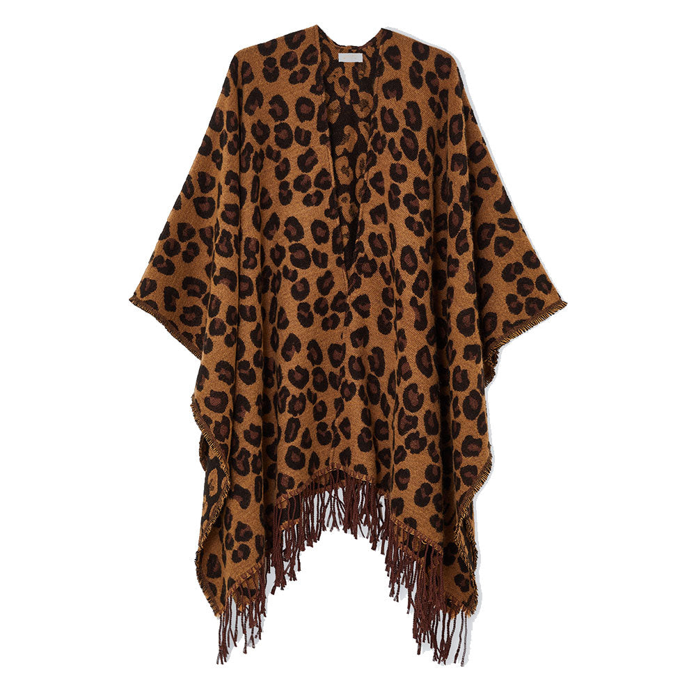 LIU JO Damen-Poncho aus gebürstetem Stoff mit Animalier-Print